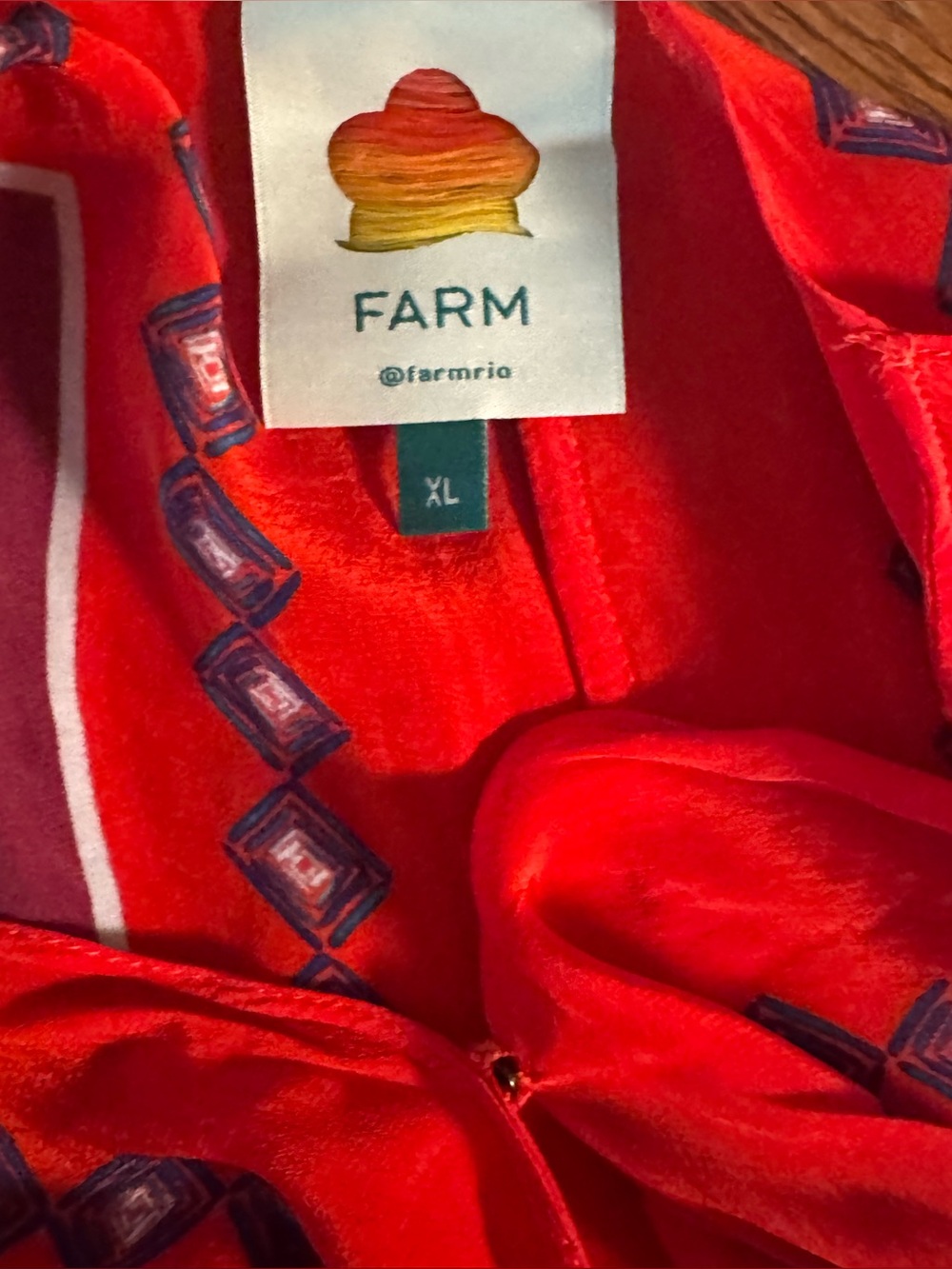 Farm Rio Macaw Scarf Red White Blue Two Piece Set XL - Picture 9 of 13